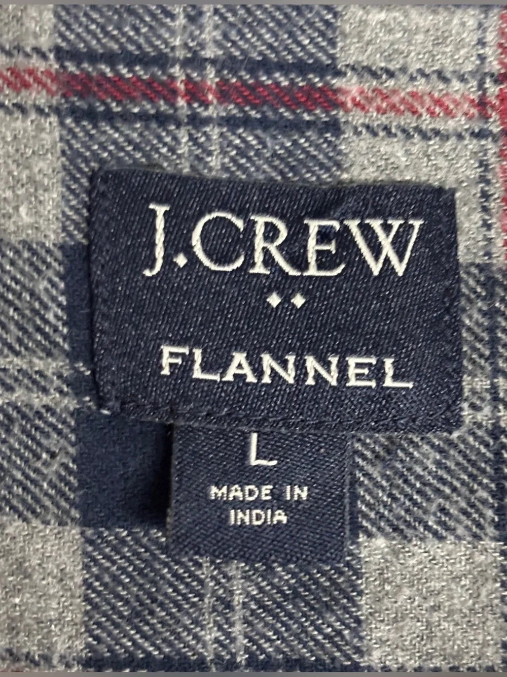 J. Crew Plaid Button-Down Shirt - Gray, Navy, Red ~ Sz L Western, Relaxed, Cozy